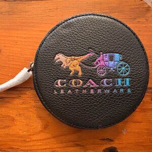 COACH REXI & CARRIAGE ROUND COIN PURSE -BLACK, Brand NWT- RARE, LTD Ed!!